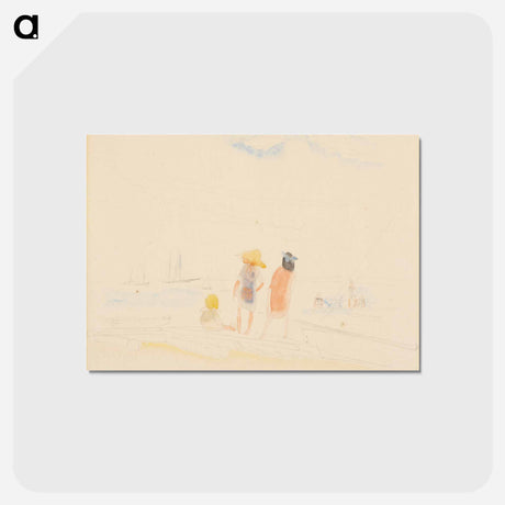 アートポストカード-Two Women and Child on Beach - チャールズ デムス Postcard.