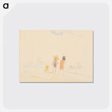 Two Women and Child on Beach - チャールズ デムス Postcard.