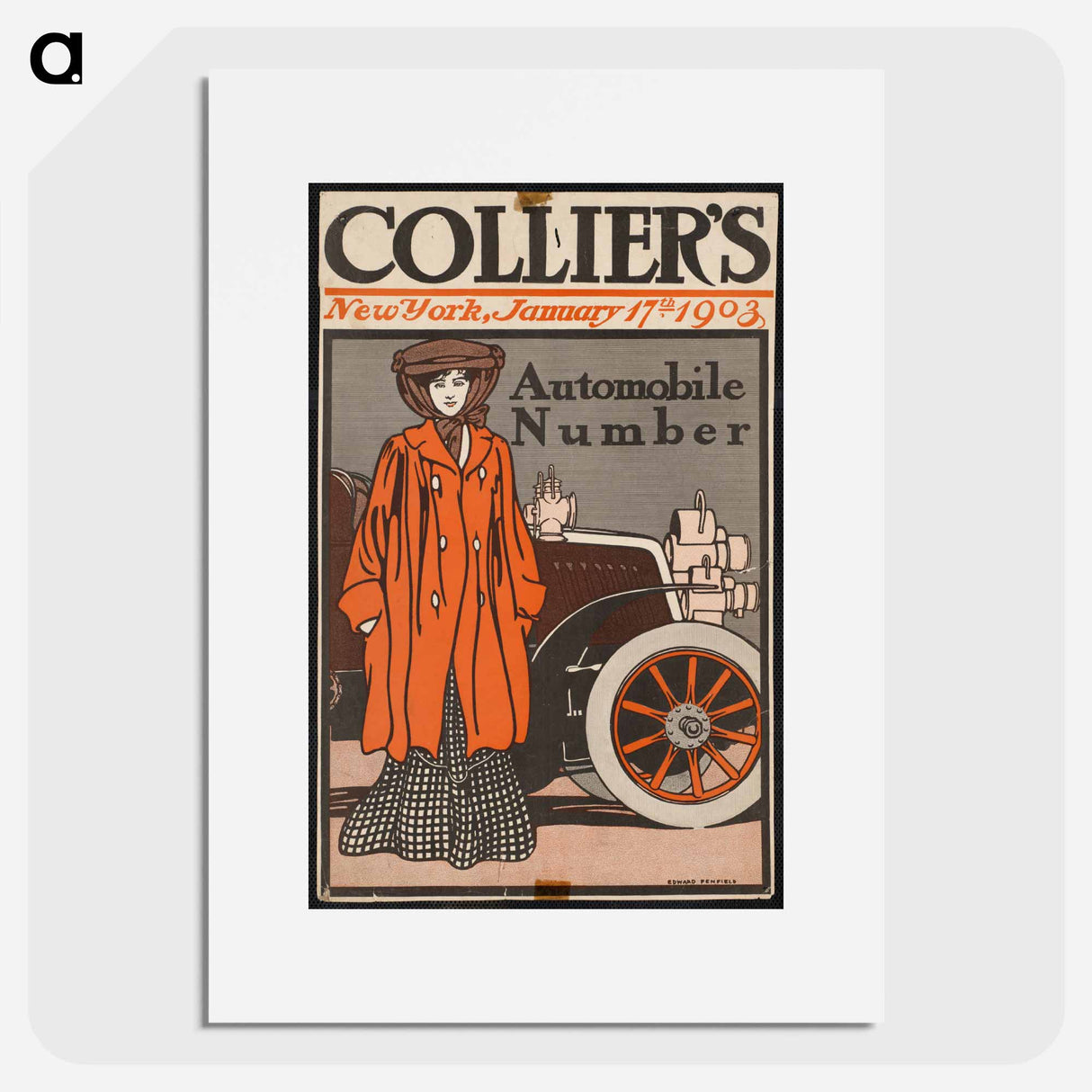 Collier's automobile number, New York, by Edward Penfield - エドワード ペンフィールド Poster.