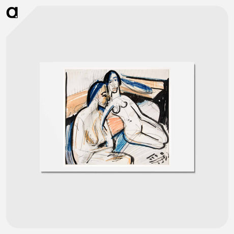 アートポストカード-Two Seated Women in Studio - エルンスト ルートヴィヒ キルヒナー Postcard.