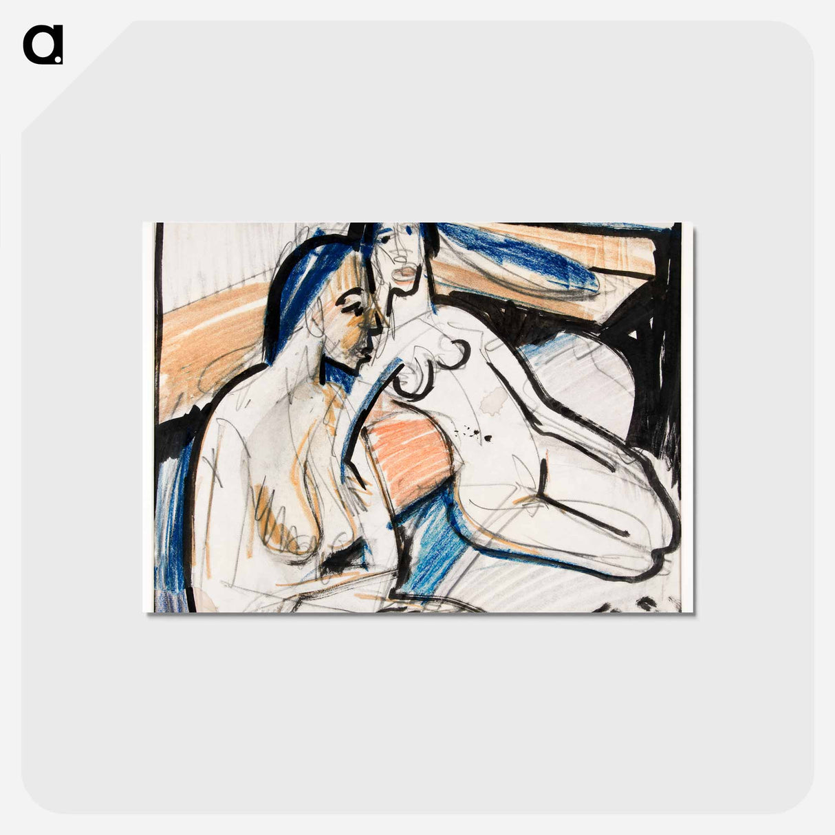 アートポストカード-Two Seated Women in Studio - エルンスト ルートヴィヒ キルヒナー Postcard.