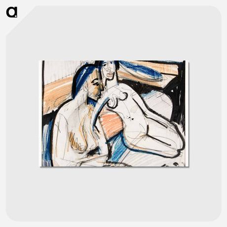 アートポストカード-Two Seated Women in Studio - エルンスト ルートヴィヒ キルヒナー Postcard.