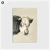アートポストカード-Head of a cow, with a ring through the nose - ジャン ベルナール Postcard.