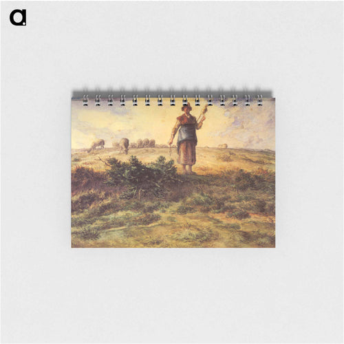 A Shepherdess And Her Flock - ジャン フランソワ ミレー Memo.