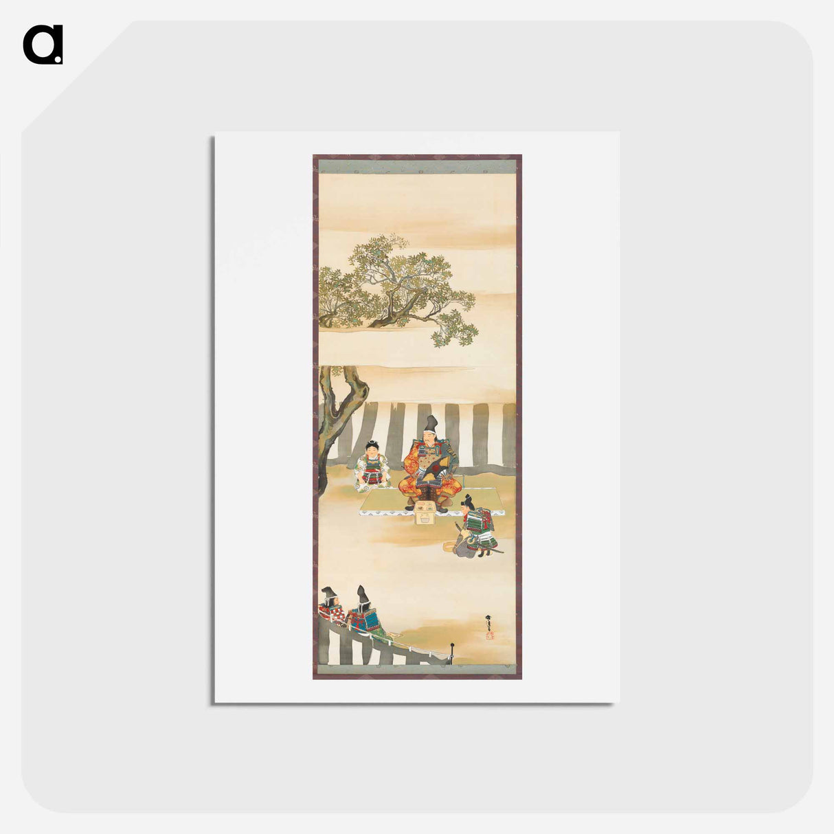 アートポストカード-Kusunoki Masashige before the Battle at Minato River - 神坂 雪佳 Postcard.