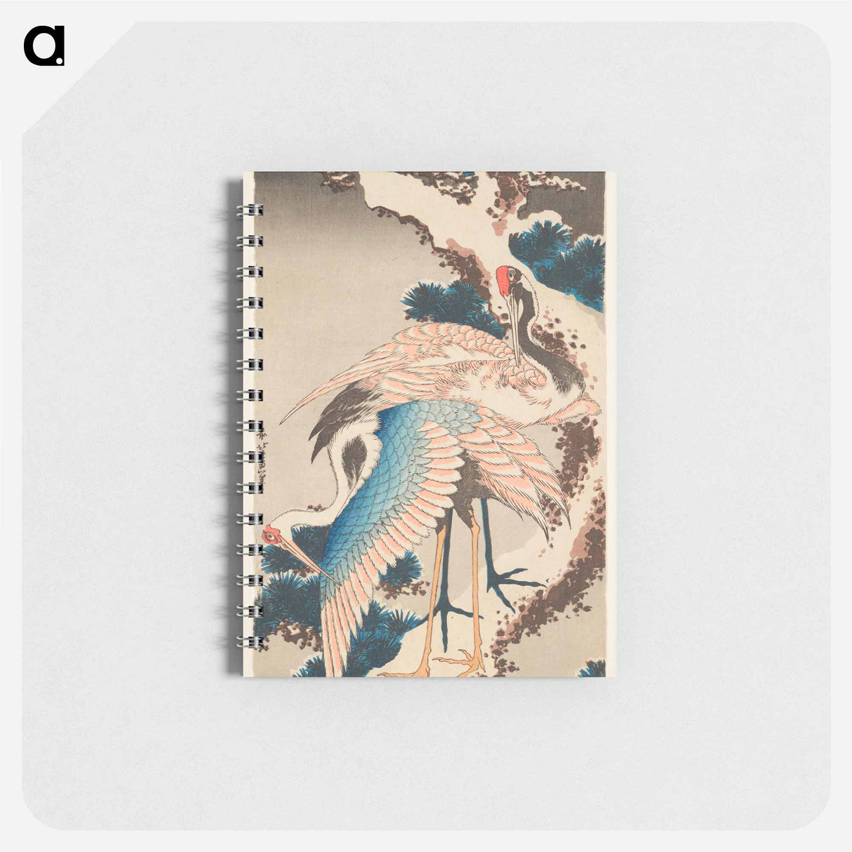 Two Cranes on a Snow–covered Pine Tree - 葛飾 北斎 Memo.