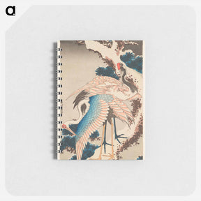 アートメモ帳-Two Cranes on a Snow–covered Pine Tree - 葛飾 北斎 Memo.
