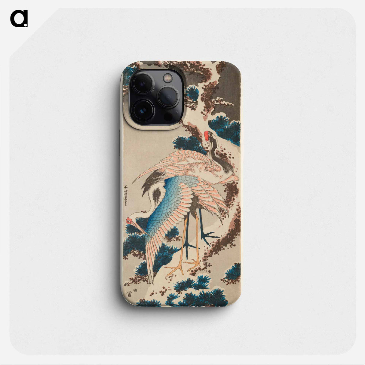 Two Cranes on a Snow–covered Pine Tree - Katsushika Hokusai Phone Case.