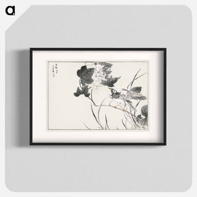 アートポスター-Grey Starling and Lotus
 - 鳥類図鑑 Poster.