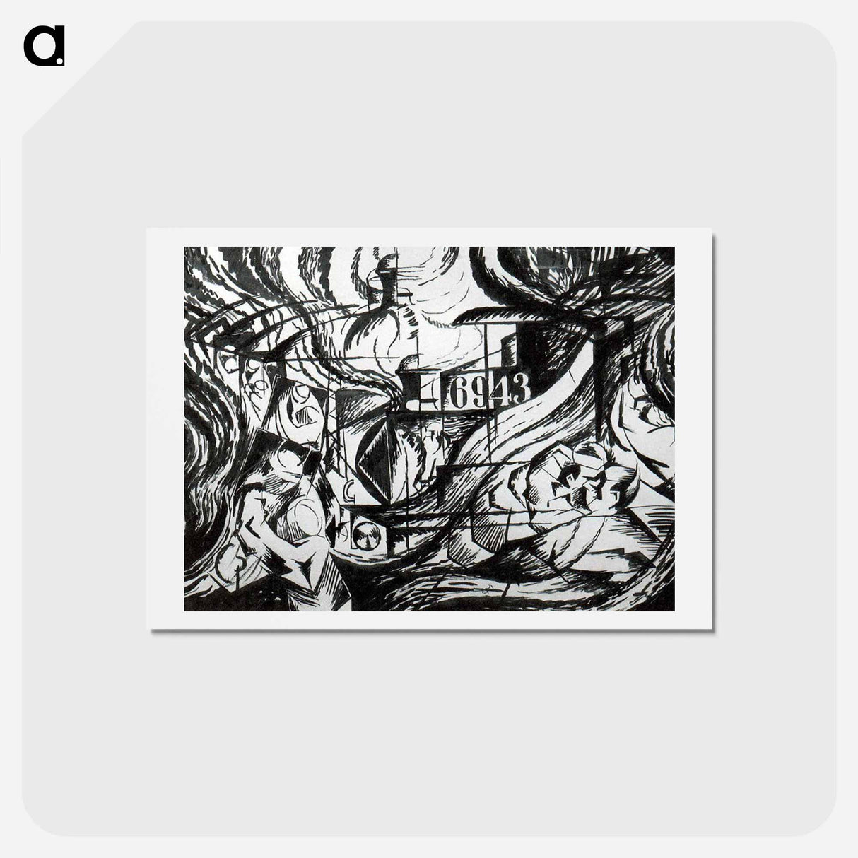 アートポストカード-Drawing After 'States of Mind: The Farewells' - ウンベルト ボッチョーニ  Postcard.