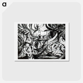 アートポストカード-Drawing After 'States of Mind: The Farewells' - ウンベルト ボッチョーニ  Postcard.