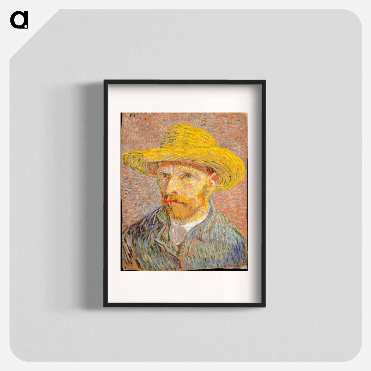 Self-Portrait with a Straw Hat - フィンセント ファン ゴッホ Poster.