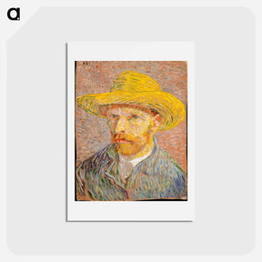 アートポストカード-Self-Portrait with a Straw Hat - フィンセント ファン ゴッホ Postcard.