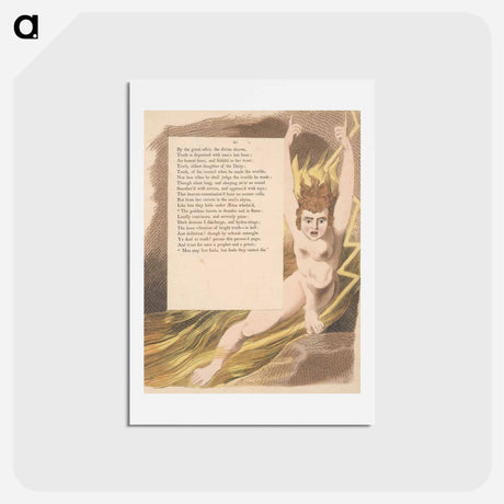 アートポストカード-Young's Night Thoughts, Page 95, The Goddess Bursts in Thunder and in Flame - ウィリアム ブレイク Postcard.