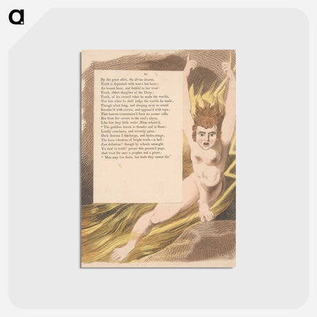 アートポストカード-Young's Night Thoughts, Page 95, The Goddess Bursts in Thunder and in Flame - ウィリアム ブレイク Postcard.