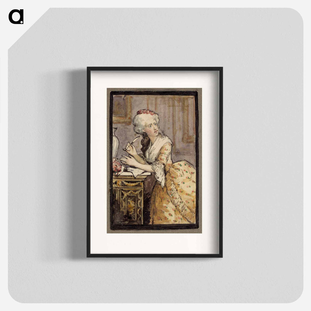 Lady writing, study for the rococo lady - アルバート エーデルフェルト Poster.