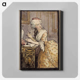 Lady writing, study for the rococo lady - アルバート エーデルフェルト Canvas.