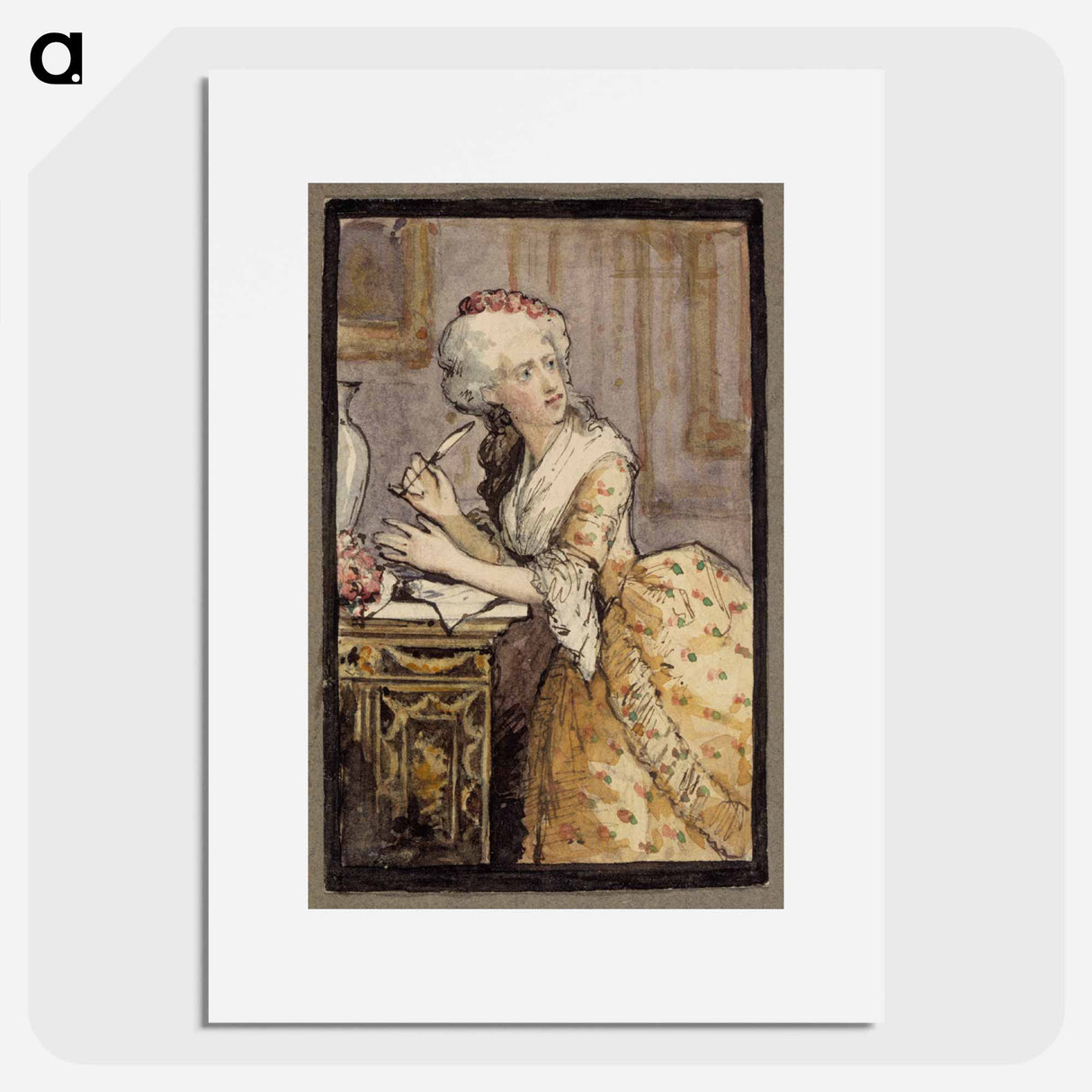 Lady writing, study for the rococo lady - アルバート エーデルフェルト Poster.