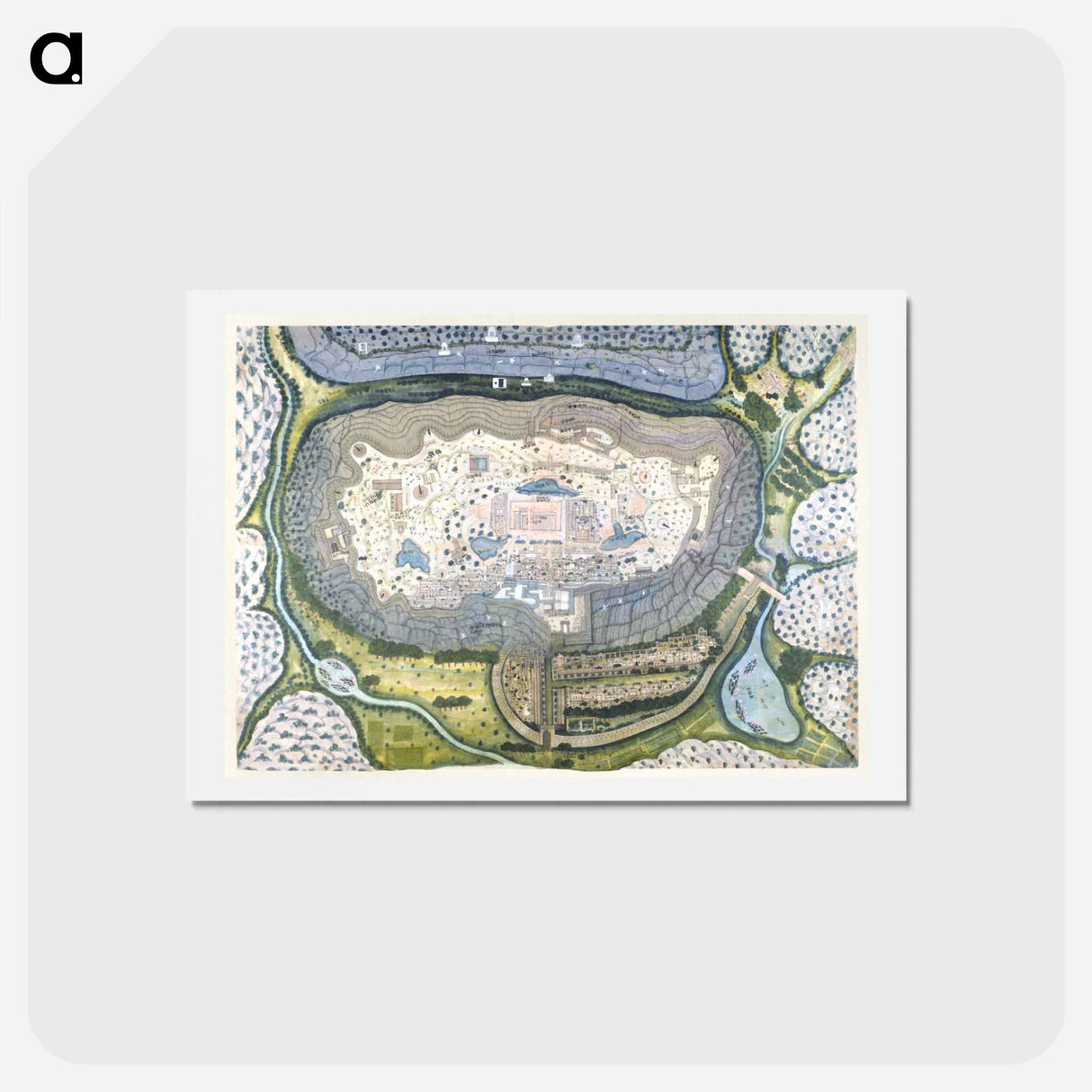 アートポストカード-Fortified City of Ranthambhor - アンティーク地図 Postcard.
