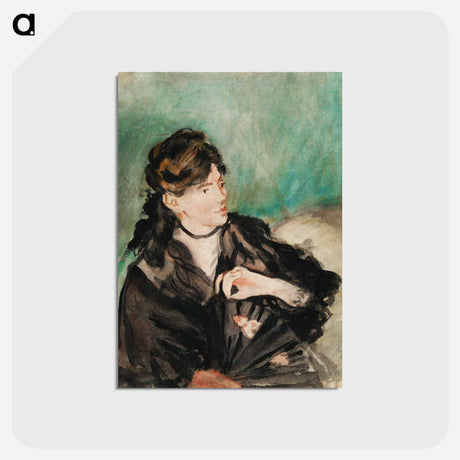 アートポストカード-Portrait of Berthe Morisot with a Fan - エドゥアール マネ Postcard.