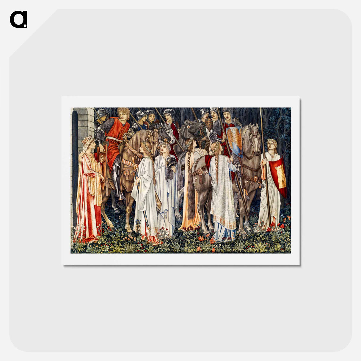 アートポストカード-Quest for the Holy Grail Tapestries: The Arming and Departure of the Knights - エドワード バーン ジョーンズ Postcard.