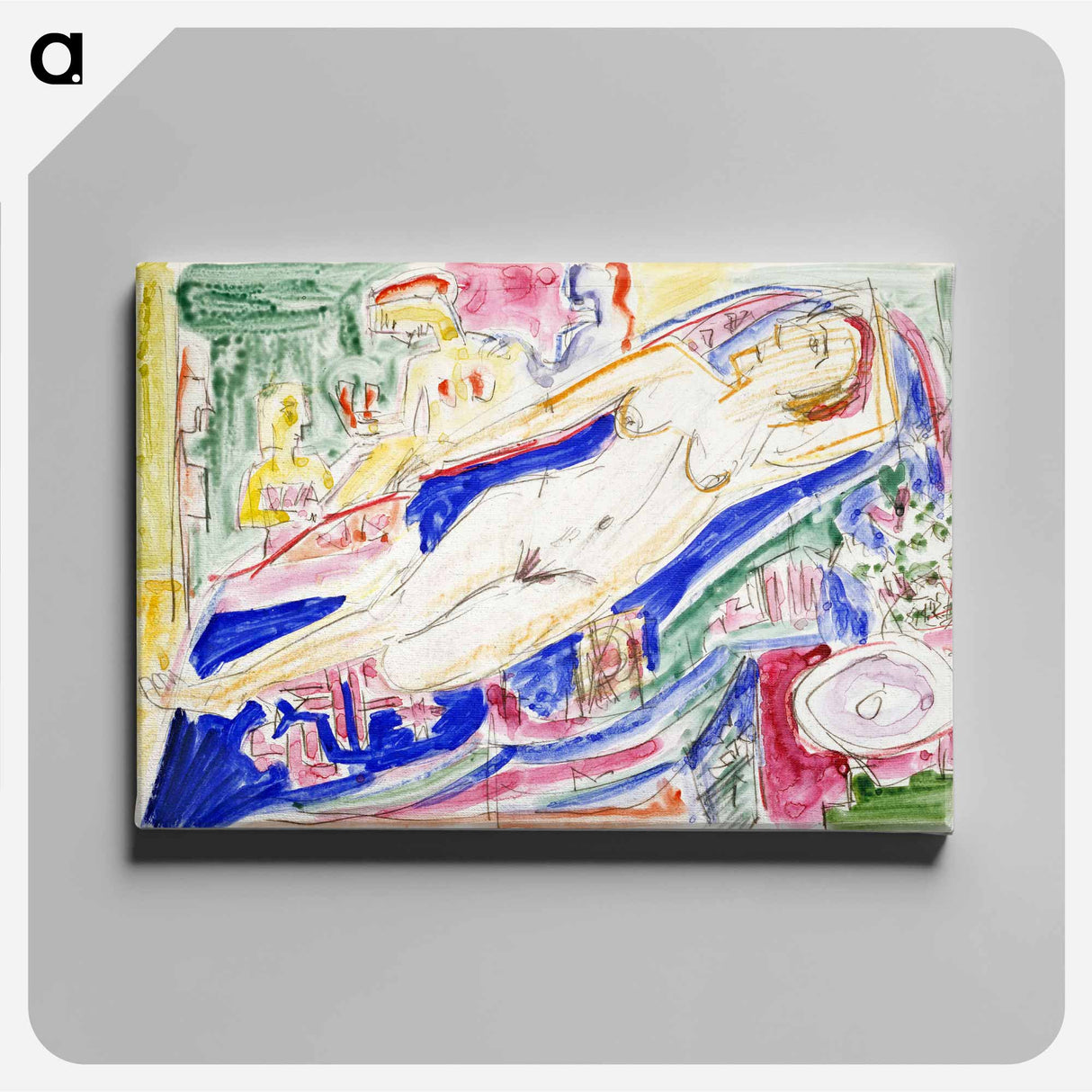 アートパネル-Reclining Female Nude - エルンスト ルートヴィヒ キルヒナー Canvas.