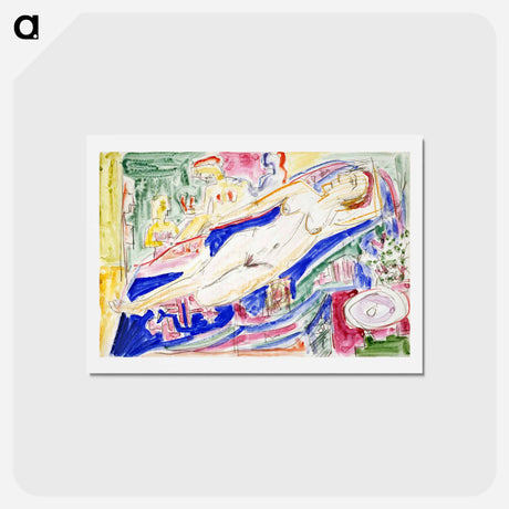 アートポストカード-Reclining Female Nude - エルンスト ルートヴィヒ キルヒナー Postcard.