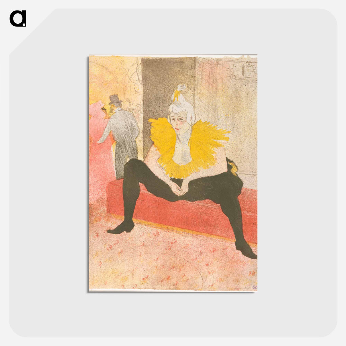アートポストカード-The Seated Clowness (Mademoiselle Cha-u-ka-o) - アンリ ド トゥールーズ ロートレック Postcard.
