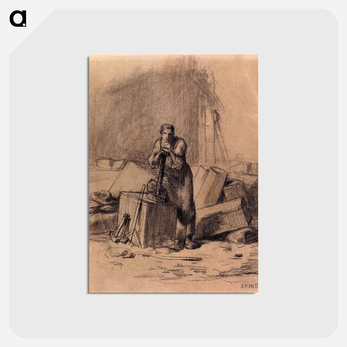 A stonemason - ジャン フランソワ ミレー Postcard.