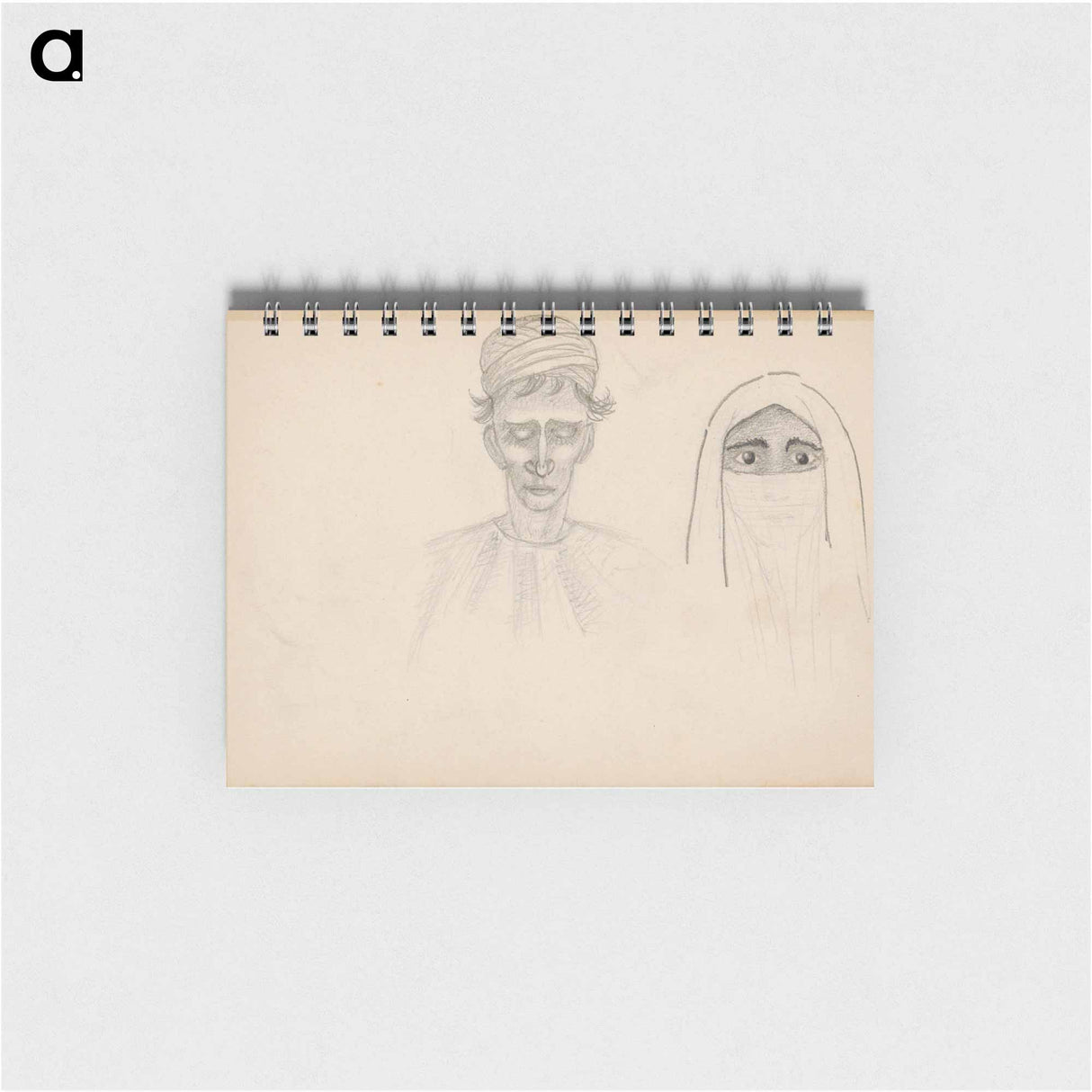 Man met een tulband en een gesluierde vrouw - ユリー デ フラーハ Memo.