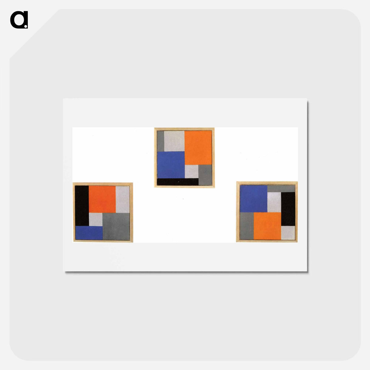 アートポストカード-Composition XVIII in three parts - テオ ファン ドゥースブルフ Postcard.