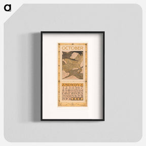 アートポスター-Kalenderblad oktober met drie vogels - テオ ヴァン ホイテマ Poster.