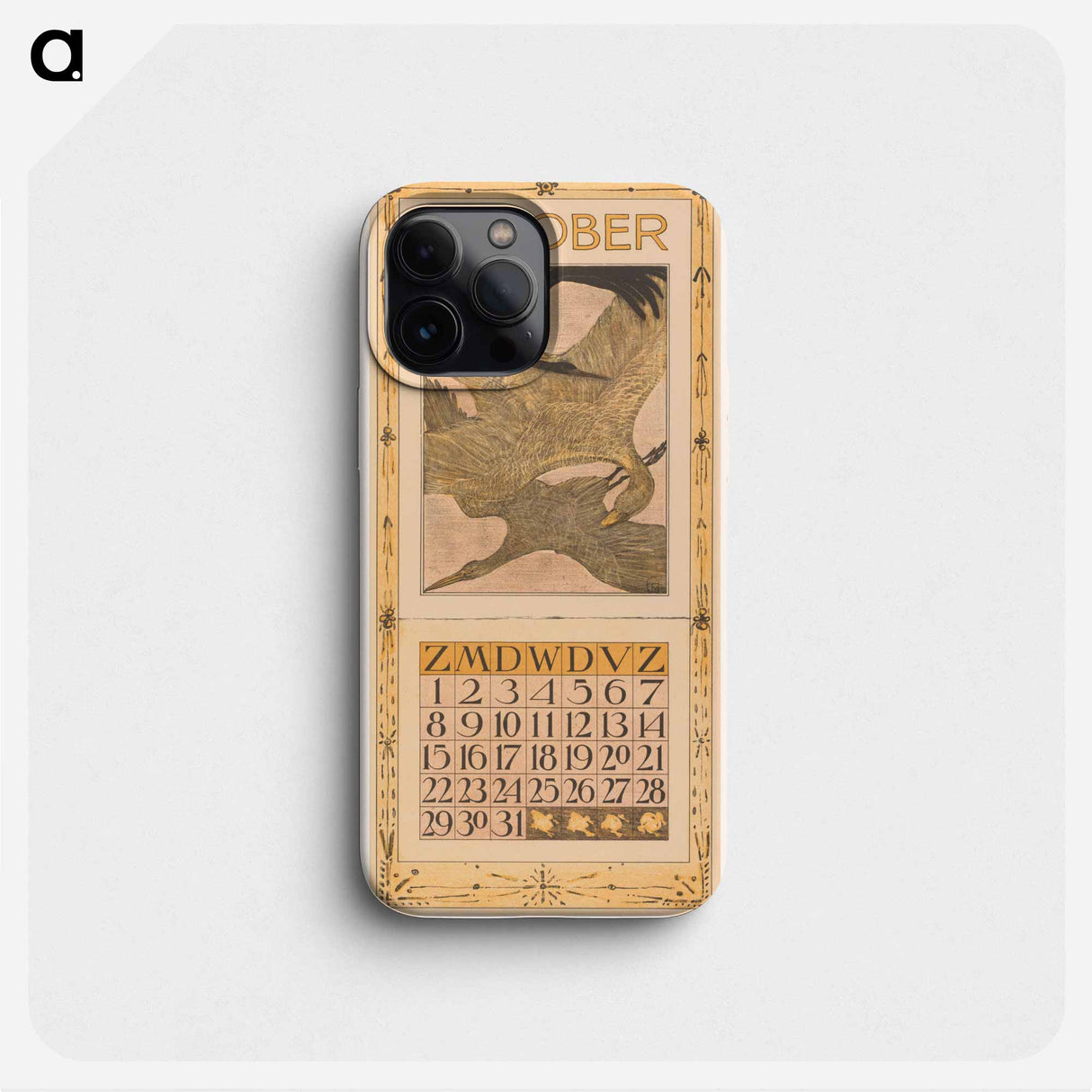 Kalenderblad oktober met drie vogels - テオ ヴァン ホイテマ Phone Case.