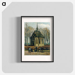 アートポスター-Congregation Leaving the Reformed Church in Nuenen - フィンセント ファン ゴッホ Poster.