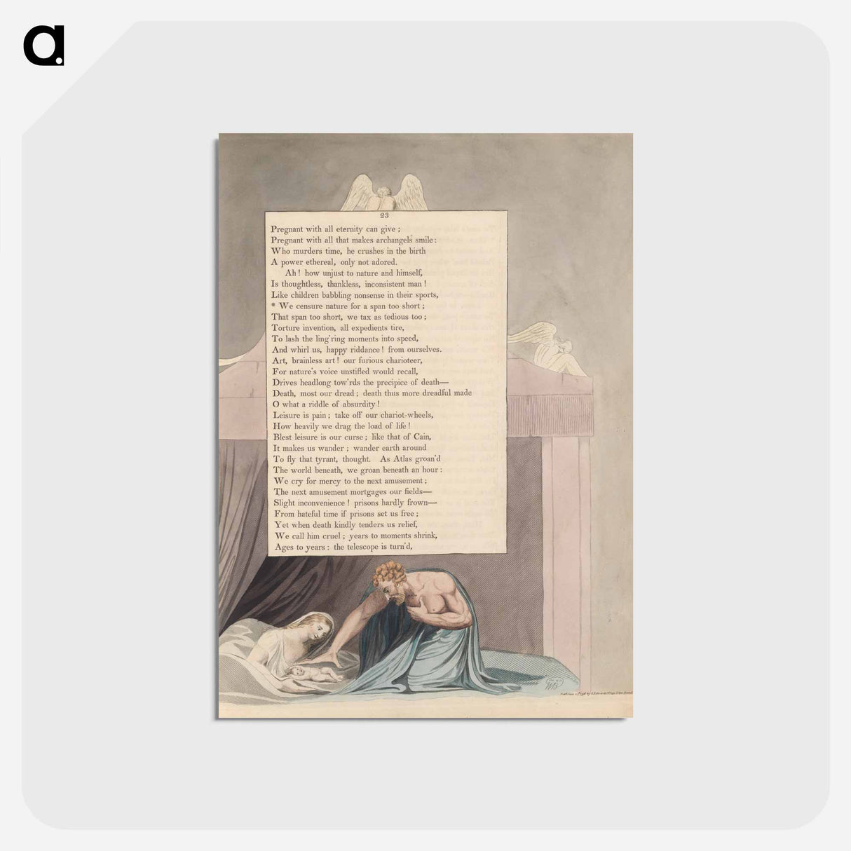 アートポストカード-Young's Night Thoughts, Page 23, "We Censure Nature for a Span Too Short" - ウィリアム ブレイク Postcard.