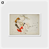 アートポストカード-Sidney Hall’s astronomical chart illustration of the zodiac Gemini - アンティーク地図 Postcard.