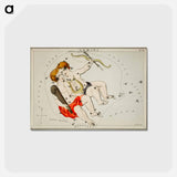 アートポストカード-Sidney Hall’s astronomical chart illustration of the zodiac Gemini - アンティーク地図 Postcard.