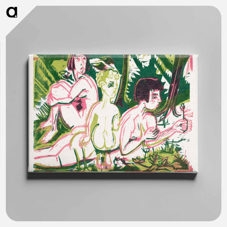 アートパネル-Nude Women with a Child in the Forest - エルンスト ルートヴィヒ キルヒナー Canvas.