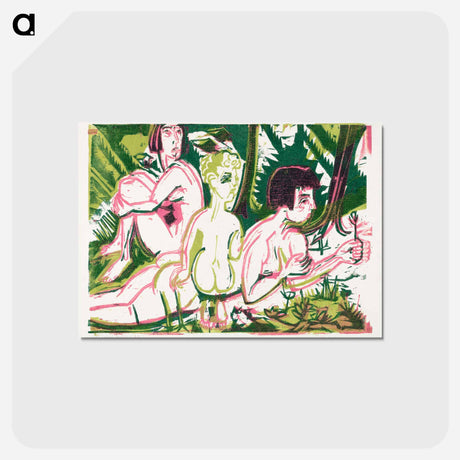 アートポストカード-Nude Women with a Child in the Forest - エルンスト ルートヴィヒ キルヒナー Postcard.