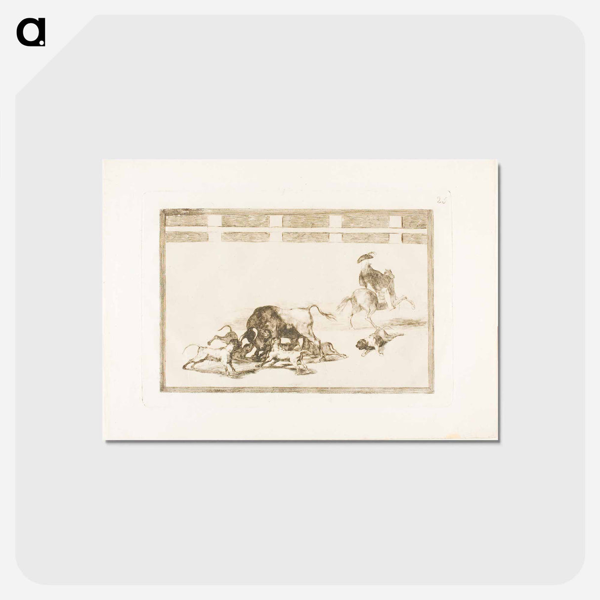 アートポストカード-They Loose Dogs on the Bull - フランシスコ デ ゴヤ Postcard.