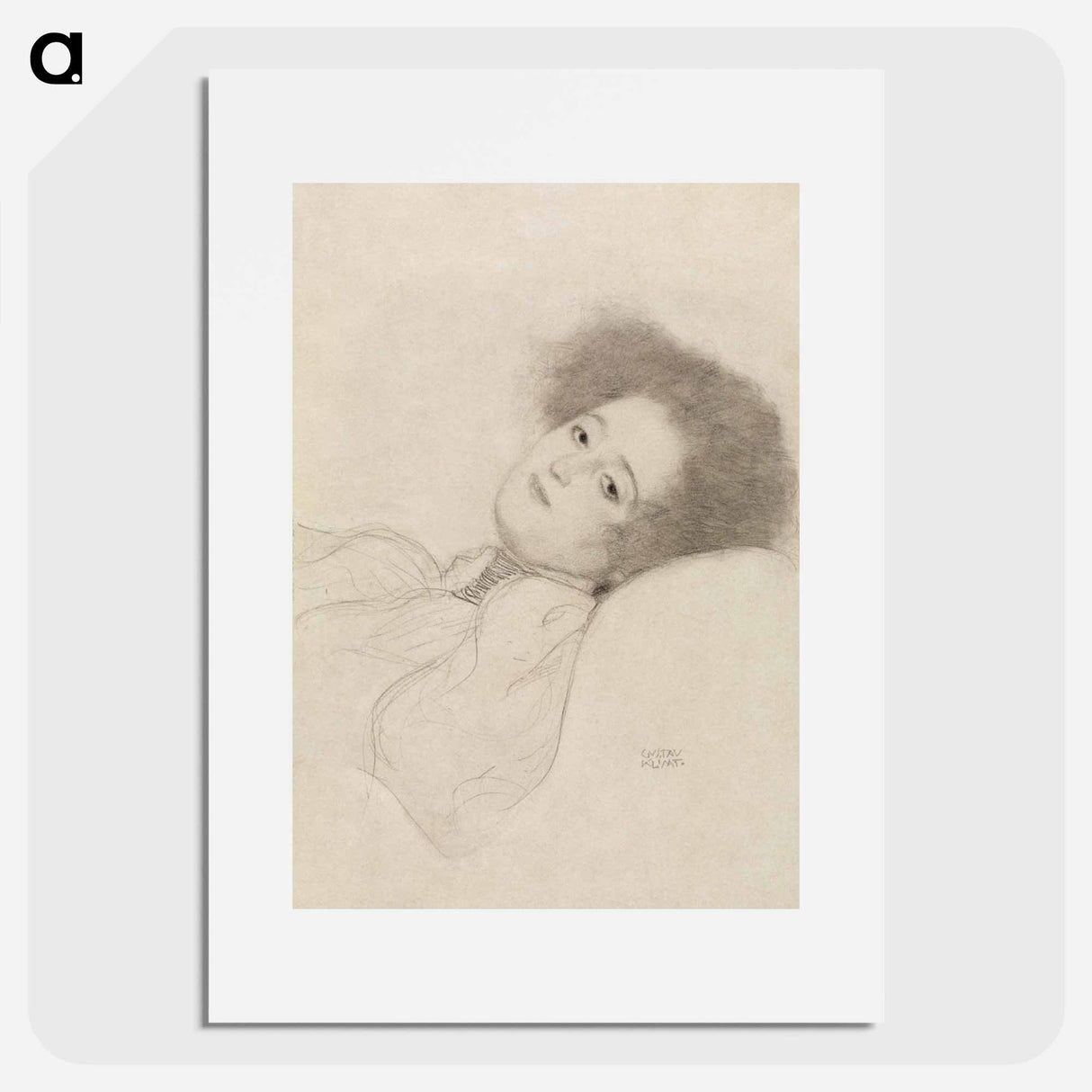 Portrait of a Young Woman Reclining - グスタフ クリムト Poster.