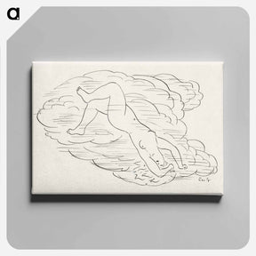 アートパネル-Zwemmende vrouwelijk naakt - レオ ヘステル Canvas.