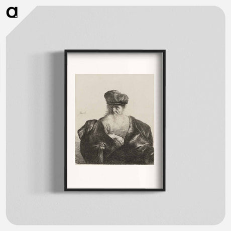 アートポスター-Old Man Seated with Flowing Beard, Fur Cap and Velvet Cloak - レンブラント ファン レイン Poster.