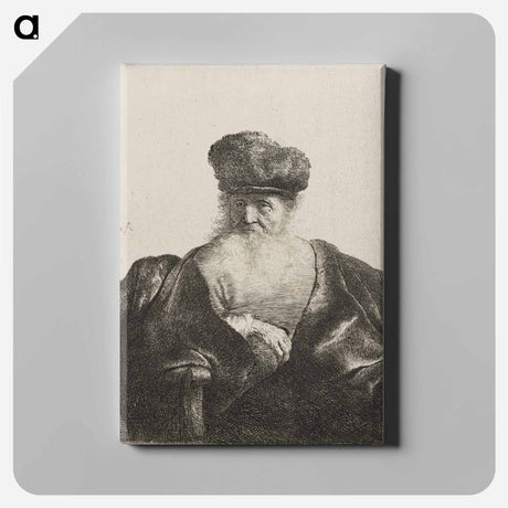 アートパネル-Old Man Seated with Flowing Beard, Fur Cap and Velvet Cloak - レンブラント ファン レイン Canvas.