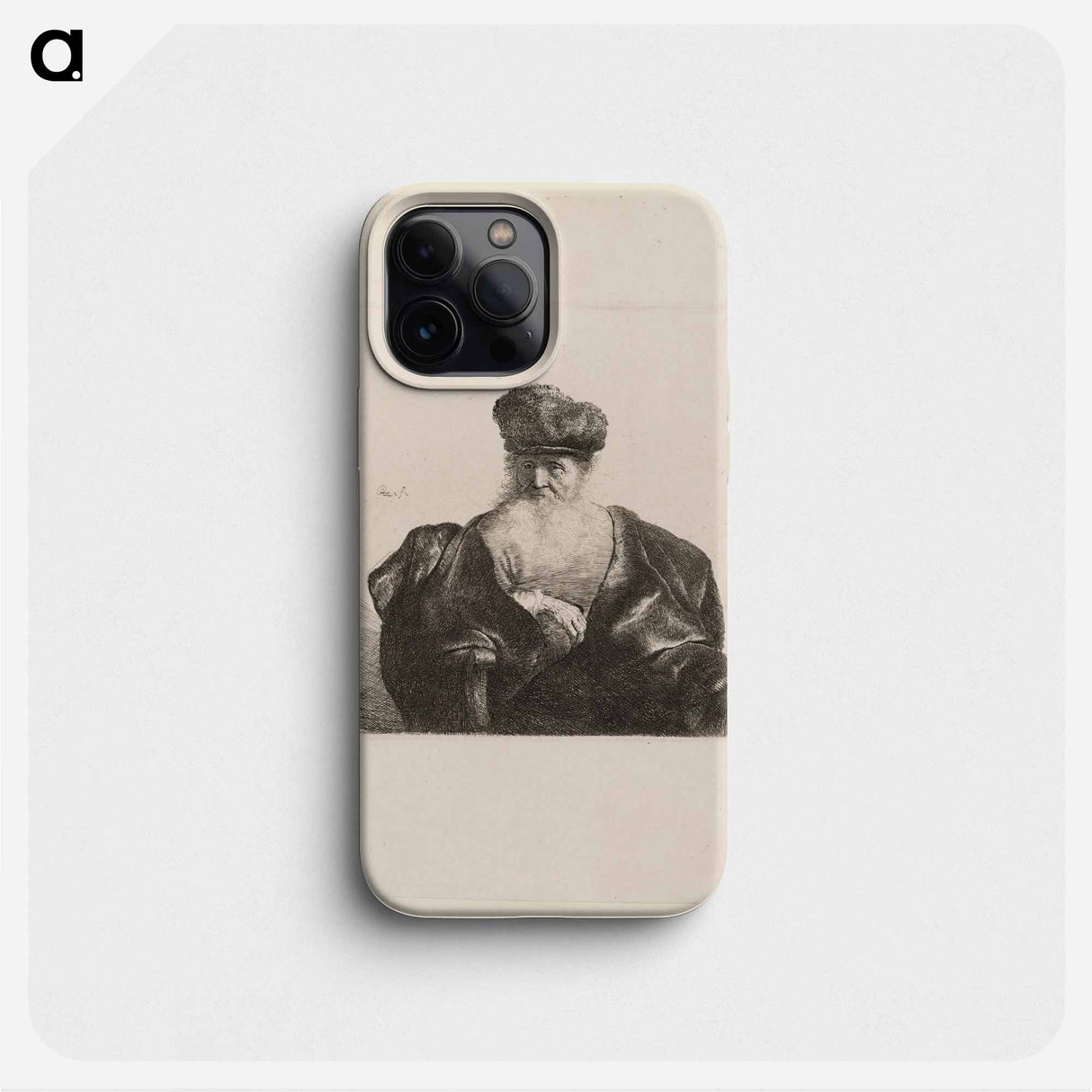 Old Man Seated with Flowing Beard, Fur Cap and Velvet Cloak - レンブラント ファン レイン Phone Case.