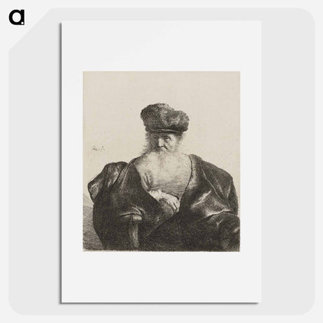 アートポスター-Old Man Seated with Flowing Beard, Fur Cap and Velvet Cloak - レンブラント ファン レイン Poster.