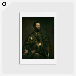 アートポストカード-Portrait of Alfonso d`Avalos , in Armor with a Page - ティツィアーノ ヴェチェッリオ Postcard.