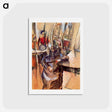 アートポストカード-Interior with Two Female Figures - ウンベルト ボッチョーニ  Postcard.