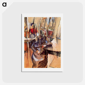 アートポストカード-Interior with Two Female Figures - ウンベルト ボッチョーニ  Postcard.