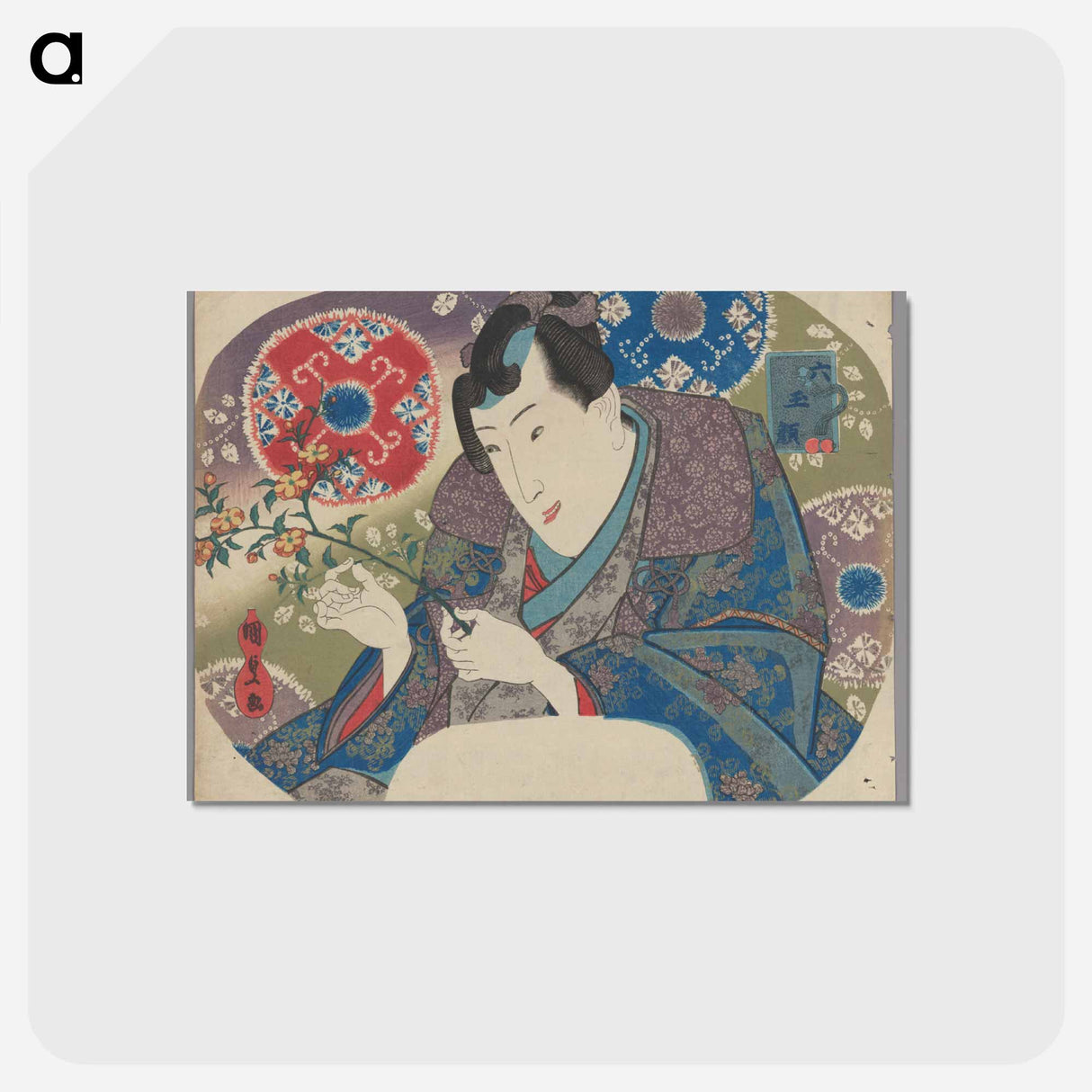 アートポストカード-Mitsuuji with Mountain Roses
 - 歌川 国貞 Postcard.